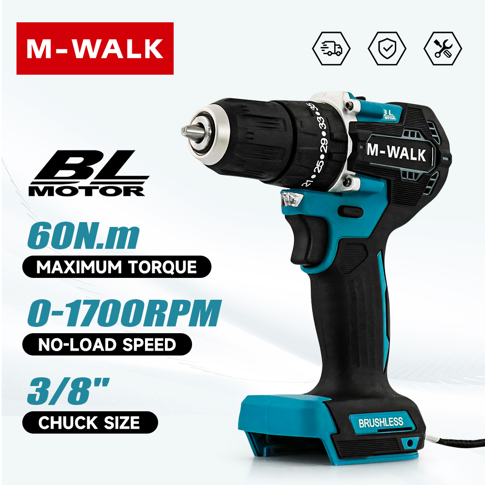 Power Tools Makita Set - M-WALK 10MM Borstelloze Elektrische Slagboormachine 60N.m