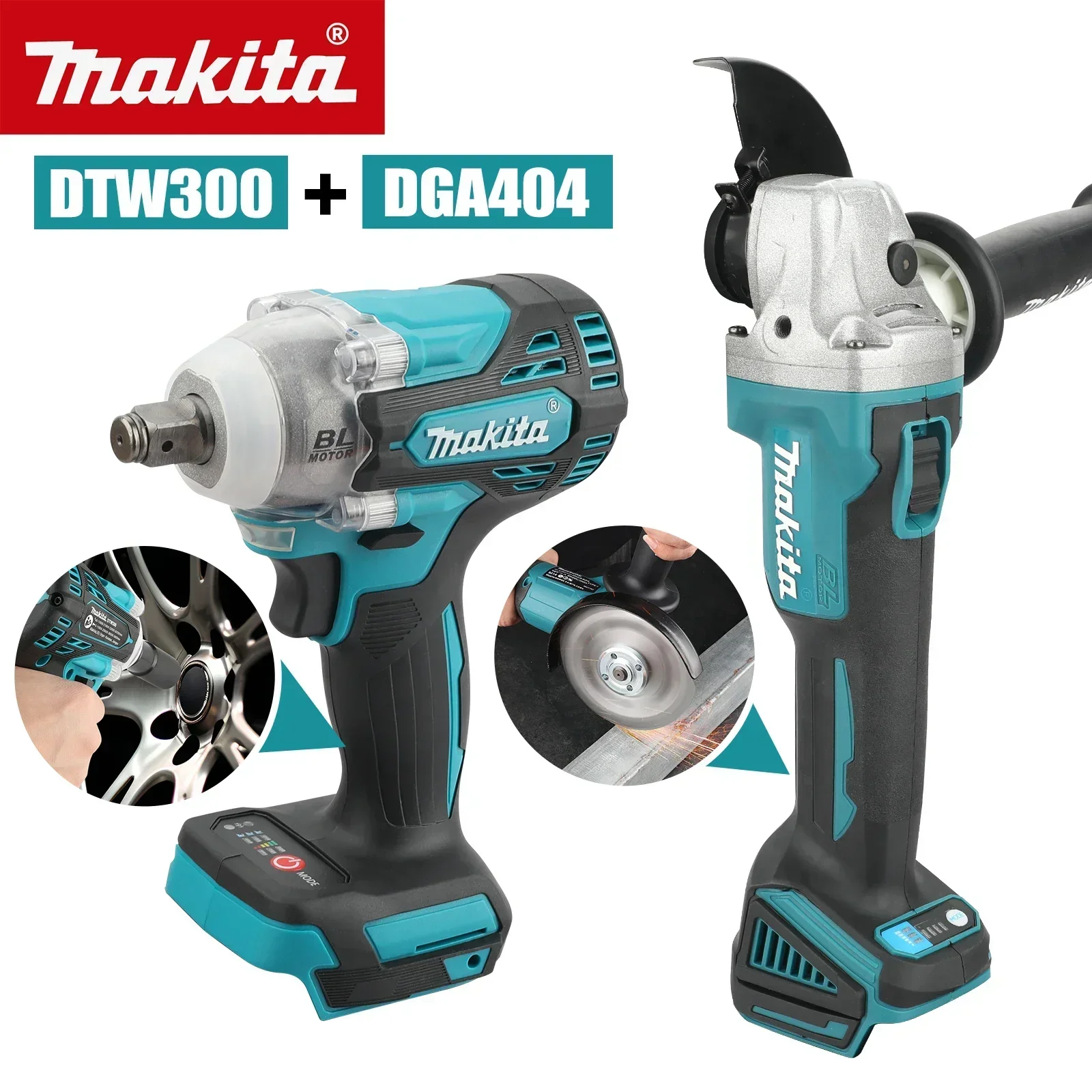 Power Tools Makita Set - Makita 18V 2-in-1 gereedschapsset: DTW300 slagmoersleutel
