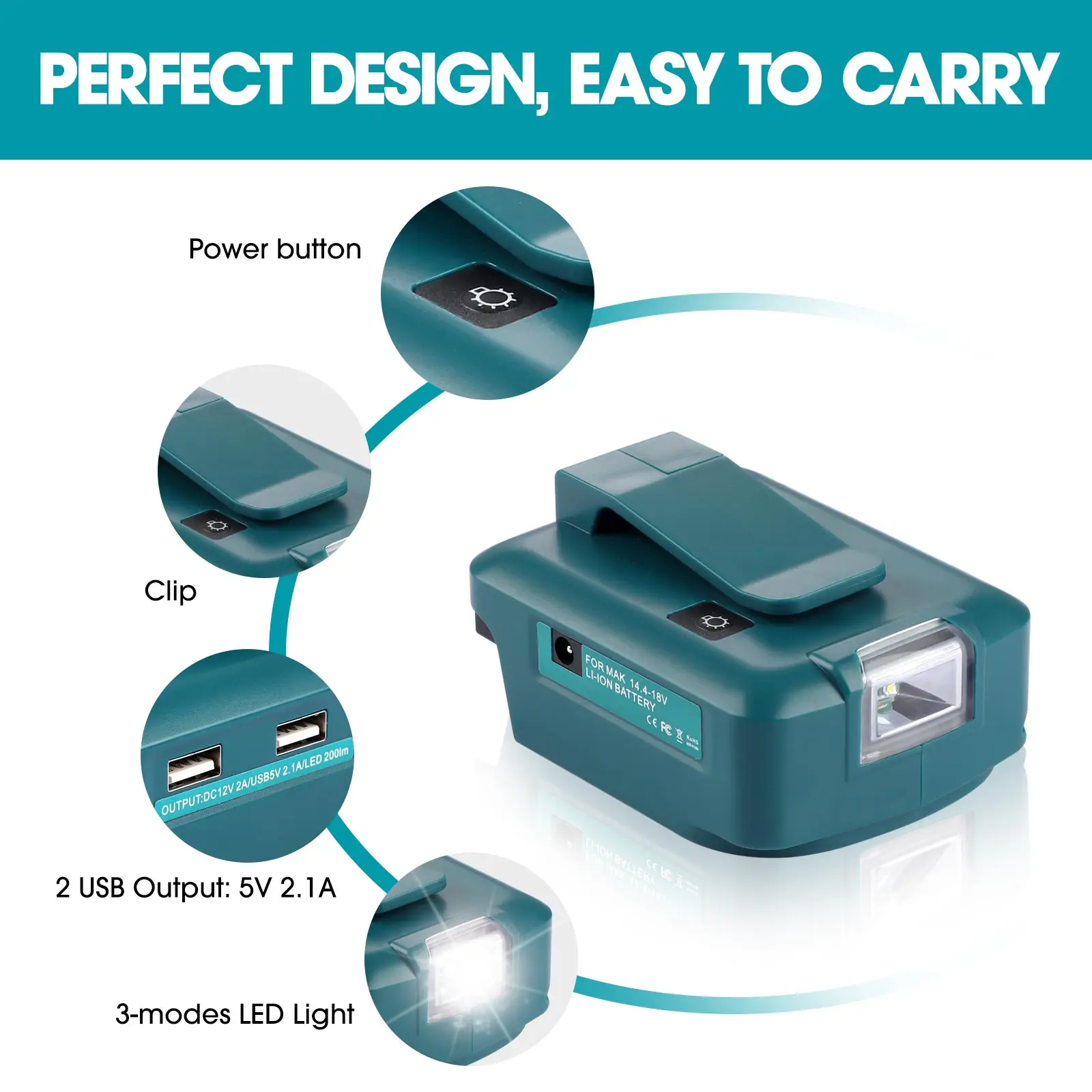 Adapter met licht met Type-c + - Power Tools Types recensie en prijs